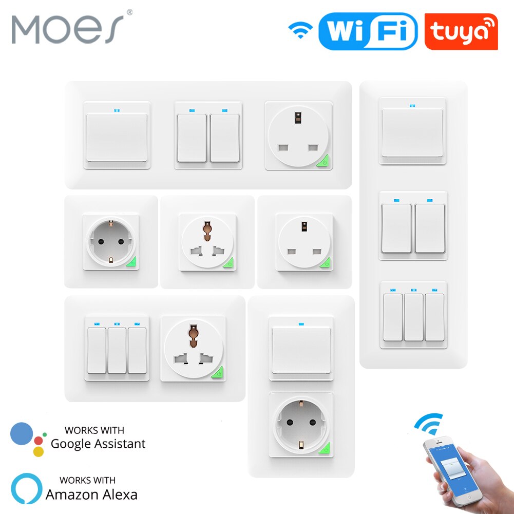 Wifi smart lys vægkontakt stikkontakt trykknap de eu smart life tuya trådløs fjernbetjening arbejde med alexa google hjem