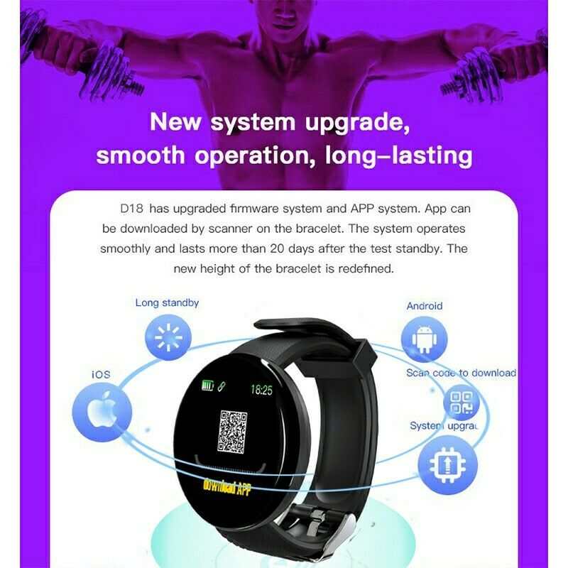 D18 Smart Horloge Hartslag Horloge Smart Polsband Sport Bloeddruk Smartwatch Smart Band Waterdichte Smartwatch Android