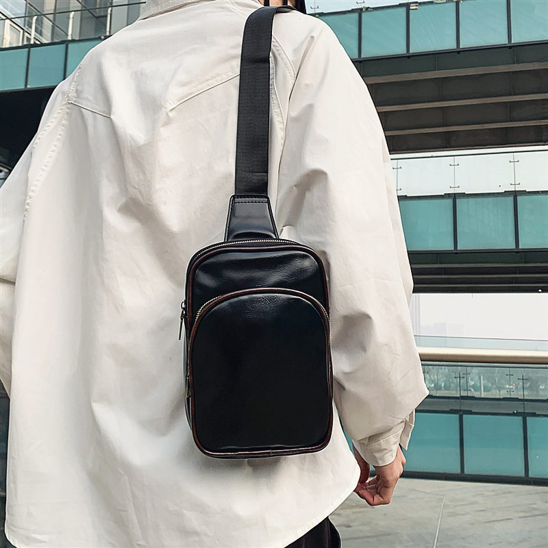 Bolso de pecho de Pu de cara suave, bandolera de coreana, bolsa de hombro para parejas, bolsa deportiva