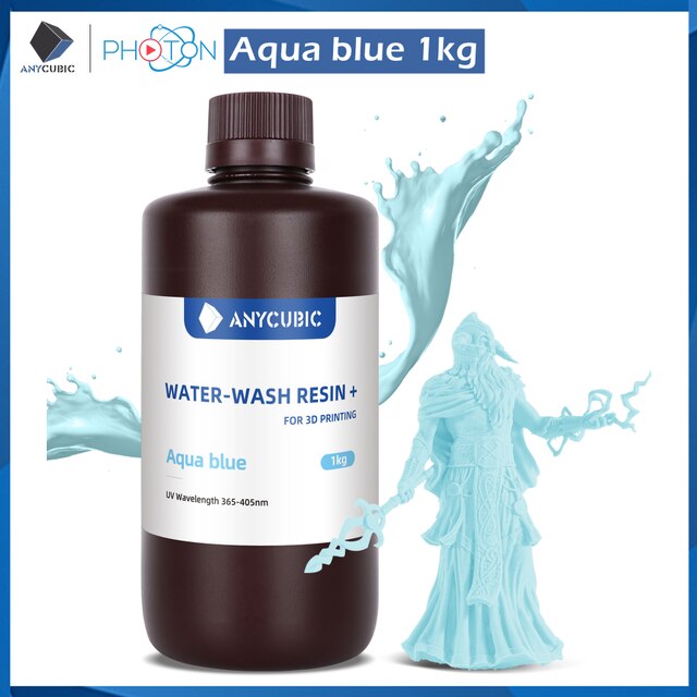 ANYCUBIC Water-Wash 3D Printer Resin Water-Washable High Precision Low odor And Low Viscosity for LCD resin 3D printers Photon: Blue 1kg