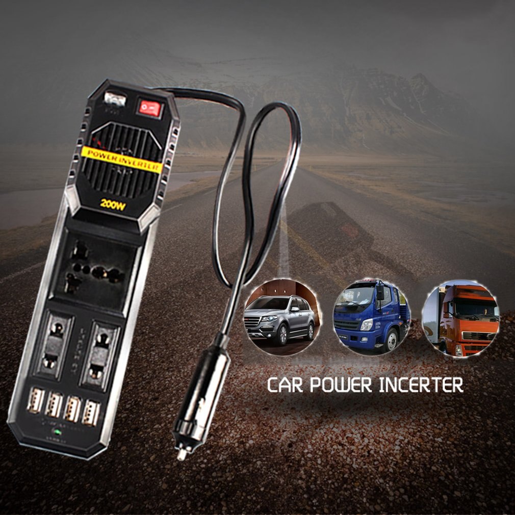 200W Mini Car Vehicle Inverter DC 12V to AC 220V USB Output High-power Power Inverter Small Car Special Edition