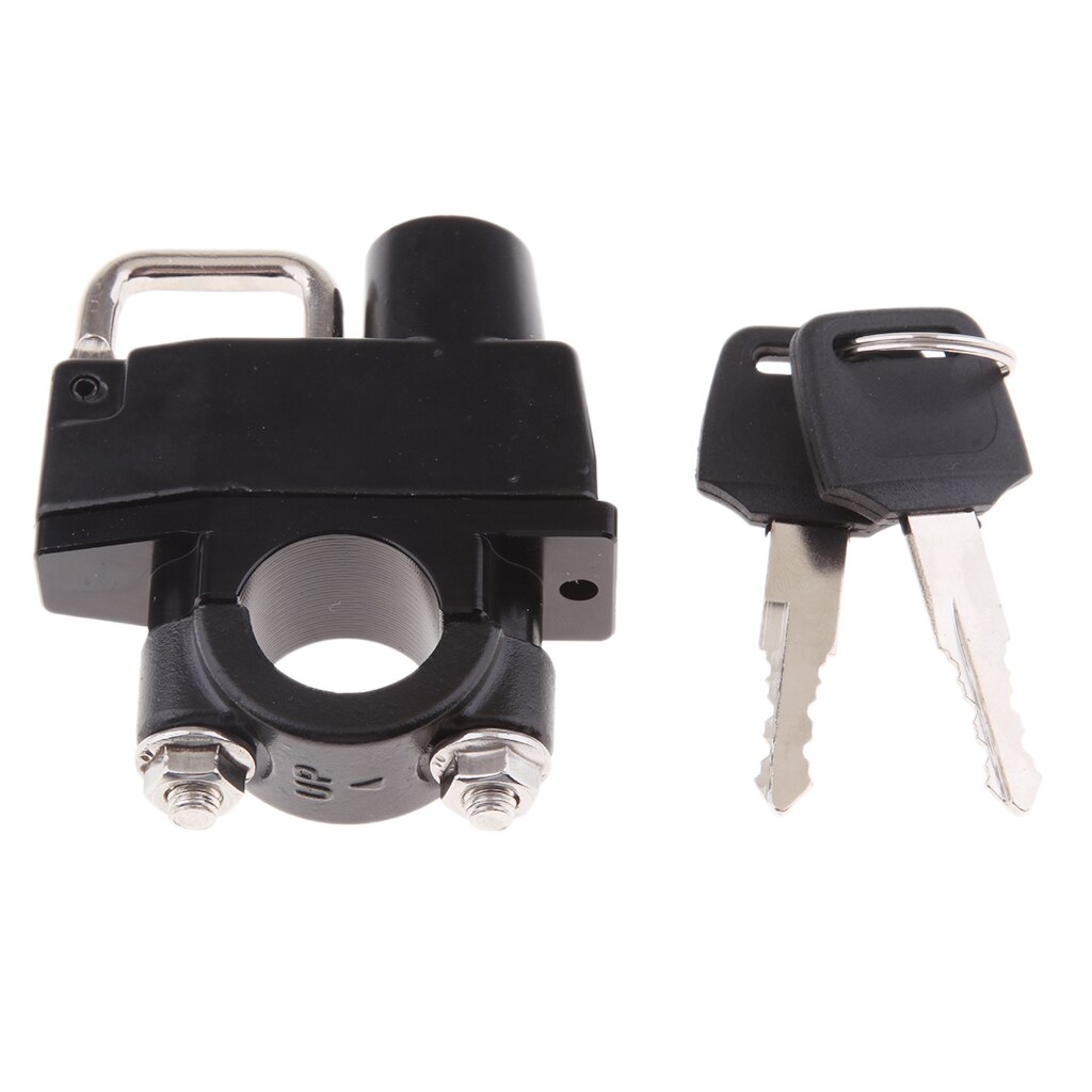 Helmet Lock Mount Hook with 2 Keys for Motorcycle 7/8 inch 22mm Handlebar Tubing (Black)