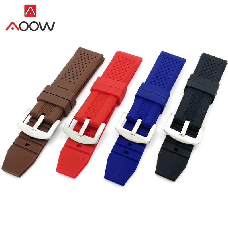 Universal silikon sportsrem klokkereim 18mm 20mm 22mm 24mm vanntett gummi erstatning armbånd bånd belte klokke tilbehør