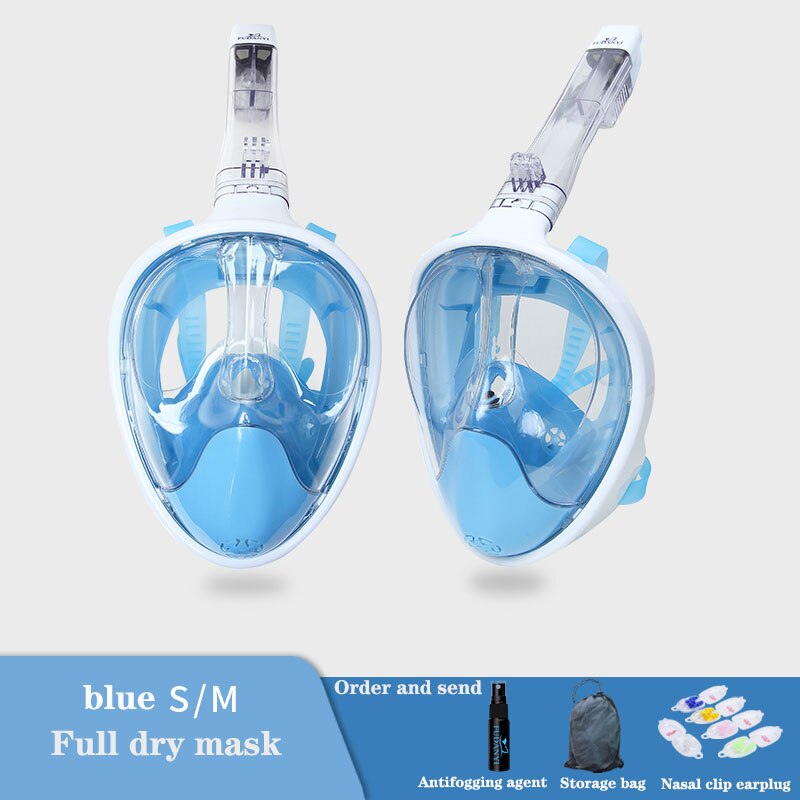 Diving Mask Underwater Scuba Anti Fog Full Face Diving Mask Snorkeling Set Fully Dry Breathing Tube Scuba Diving Mask: color 03