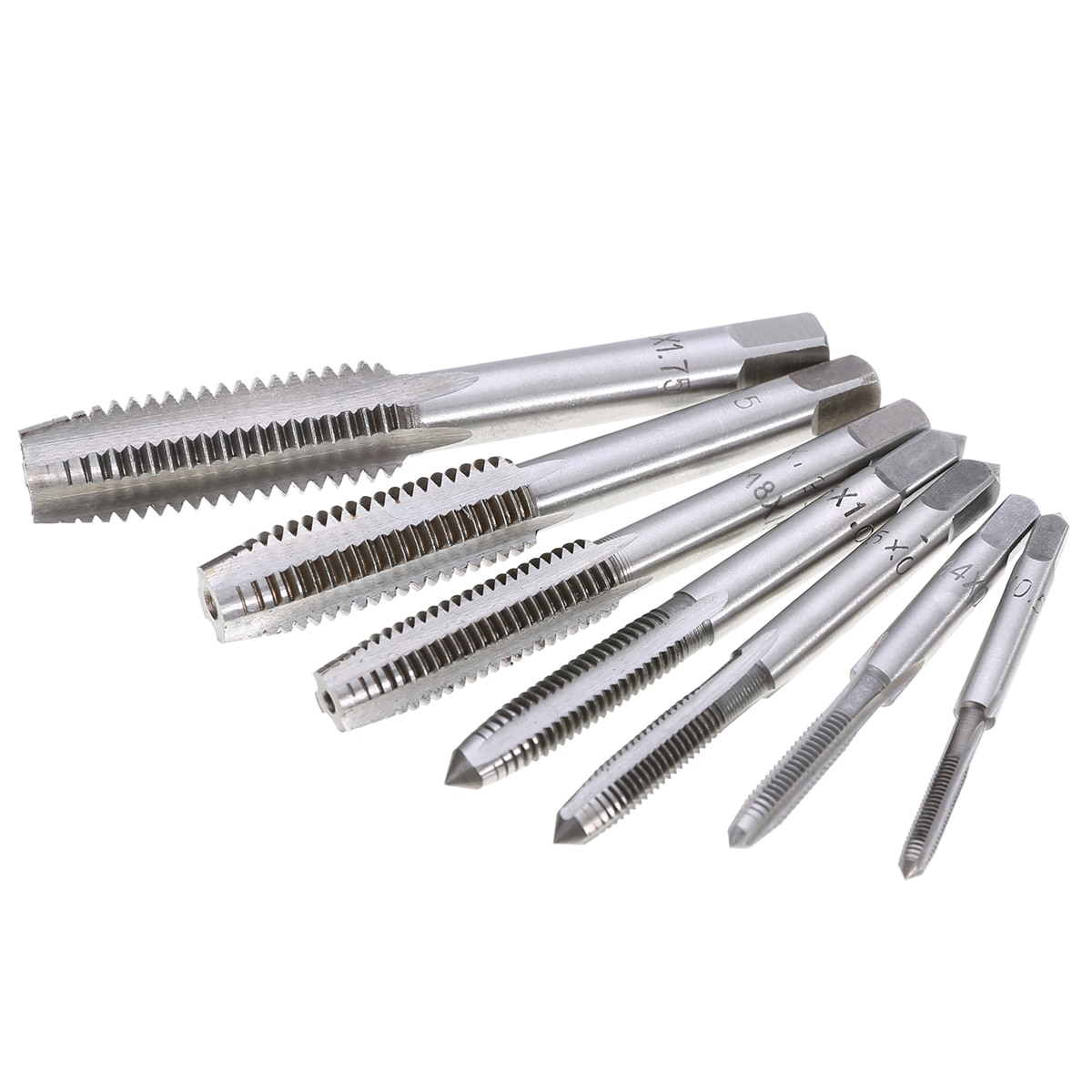 7pcs HSS Metric Thread Tap Tapper Set Right Hand 0.5mm-1.75mm Pitch M3 M4 M5 M6 M8 M10 M12 For Woodworking Tools