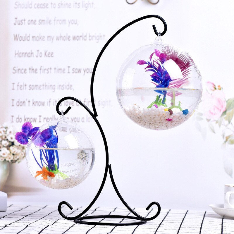 Ecosphère-boule de poisson rouge suspendue | Aquarium, bol de réservoir de poisson, Vase de plante de fleur, bol de Table pour petits accessoires fournitures pour animaux de compagnie: Bleu marine