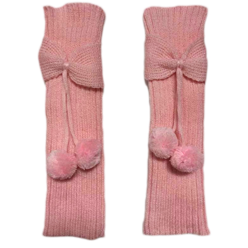 Scaldamuscoli Bowknot per bambini in tinta unita autunno inverno con calze lunghe lavorate a maglia calze per stivali calze elastiche A2UB