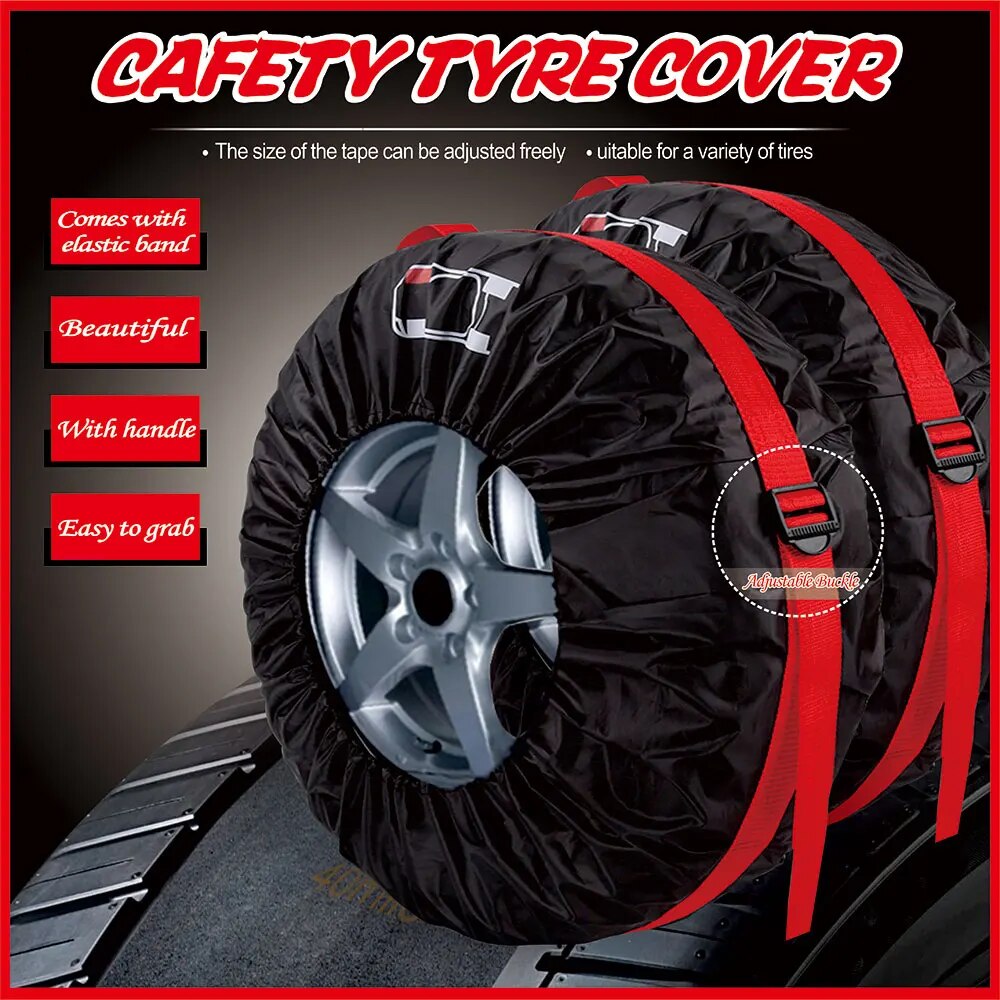 Universele reservewielhoes (4 stuks) van polyester, opbergtassen voor autobanden, auto-accessoires, wielbeschermer voor voertuigen