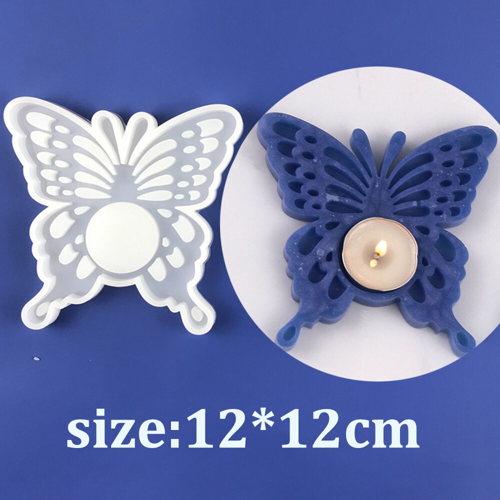 Moon Shape Candlestick Silicone Mould for Diy Handmade Crystal Epoxy Resin Moon Wine Glass Tray Mold Home Decoration Newest: Butterfly