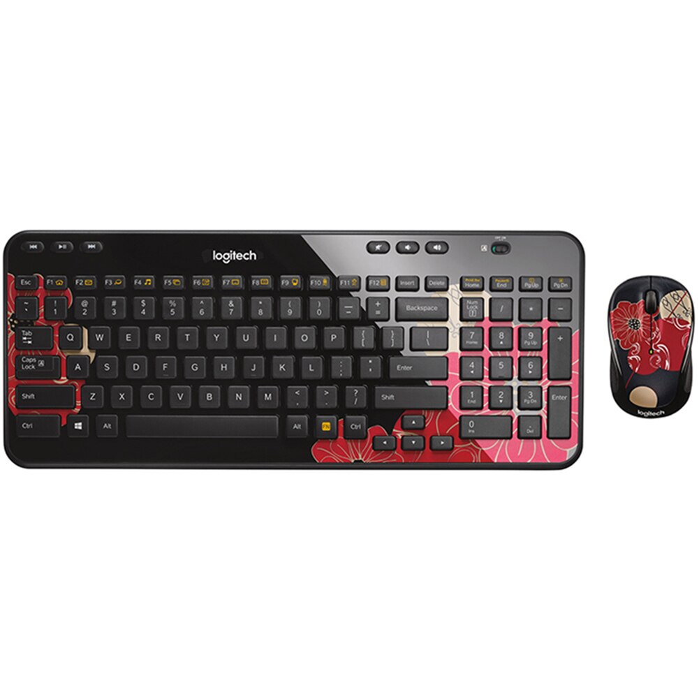 Logitech MK365 Mini Multimedia 2.4GHz Wireless Mouse Keyboard Combo Set Keyboard Mice for Office Notebook Laptop Desktop PC: Moonlight Epiphyllum