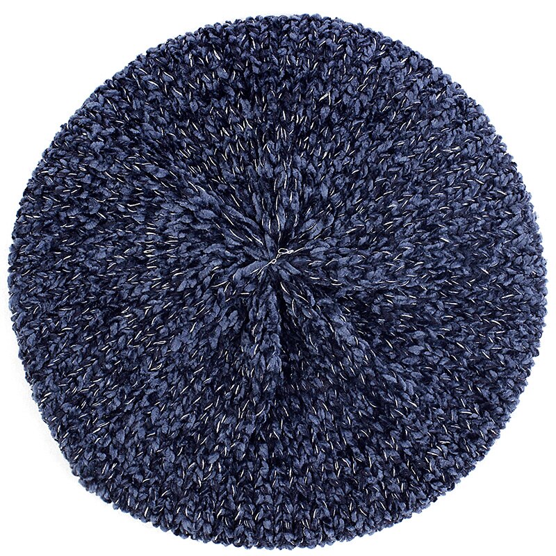 Knitted Wool Hats For Women Lady Winter Berets Spring Casual Warm Hat Female Solid Color Beret Hats Caps: navy-1