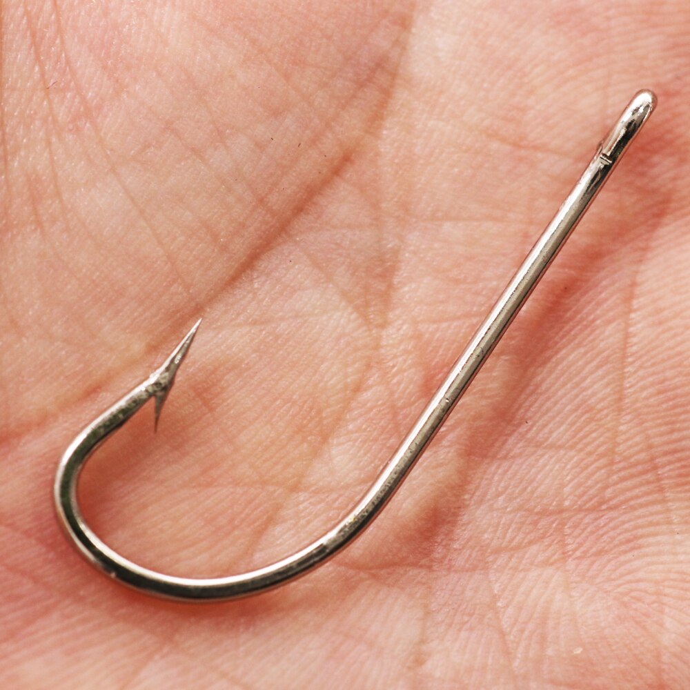 ICERIO 50PCS High Carbon Steel Barbed O'Shaughnessy Jig Hooks Saltwater Fishing Ringed Hooks Accessories Tackle