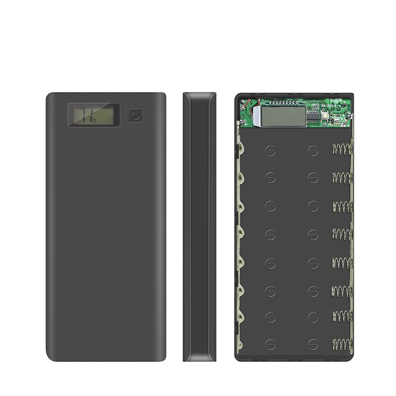 8x18650 Flashlight Battery Charger Box Power Bank Holder DIY Shell Case Dual USB 18650 Battery Shell Storage Organize: Black