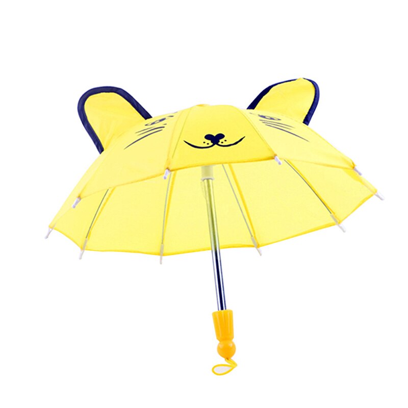 Hermosos y hermosos accesorios para sombrillas, para niños, adecuado para muñecas de 18 pulgadas, sombrilla para exteriores, equipo de lluvia plegable resistente al viento: Yellow