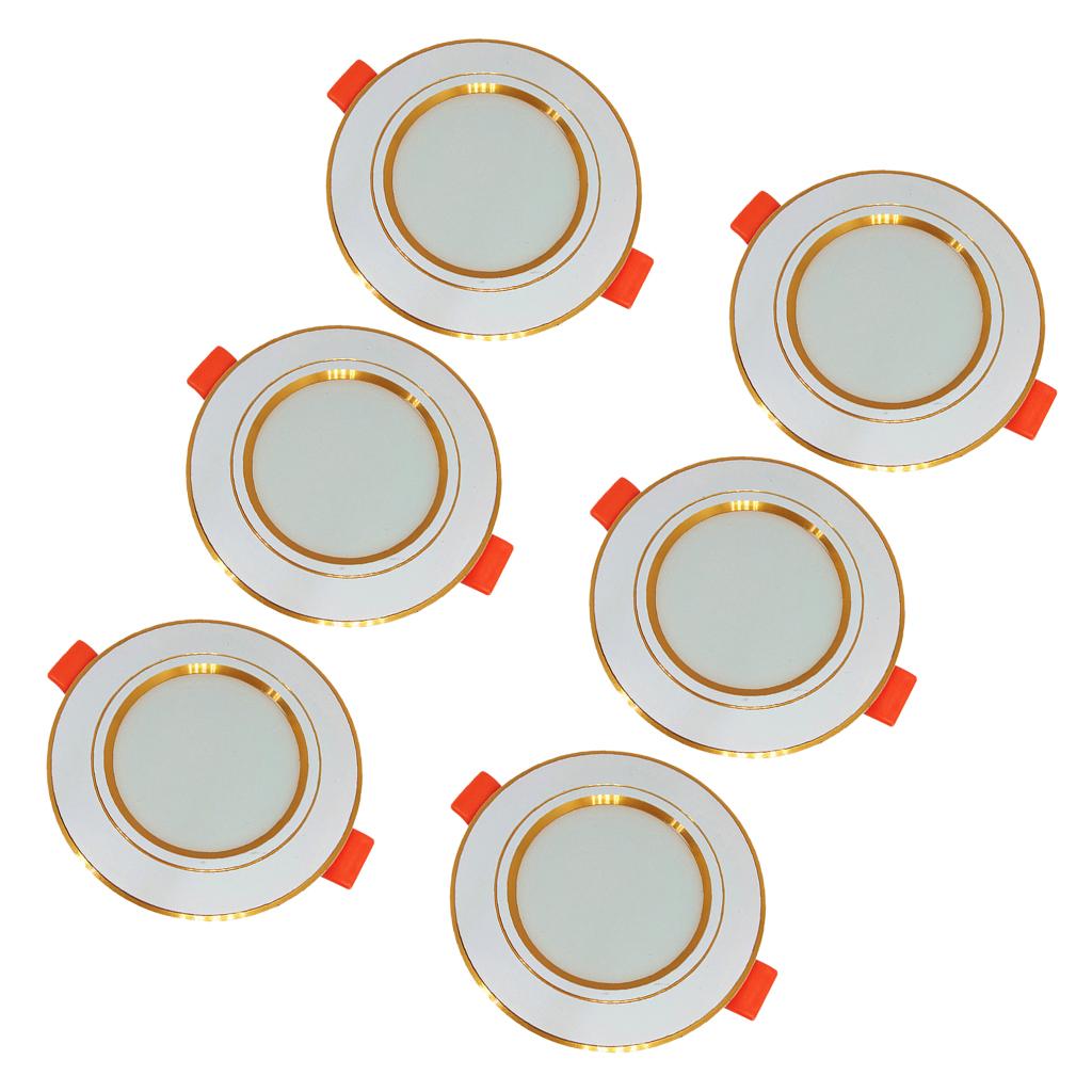 6Pcs Led Light Plafond Inbouw Panel Downlight Spot Lamp-Gouden Lijn
