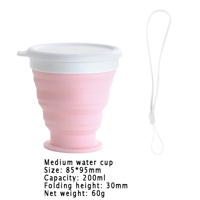 Nowy składany kubek silikonowy kubki robić kawy podróży składany kubek wody jedzenie stopień artykuły spożywcze odkryty kubek herbata kawa Handcup: M-różowy