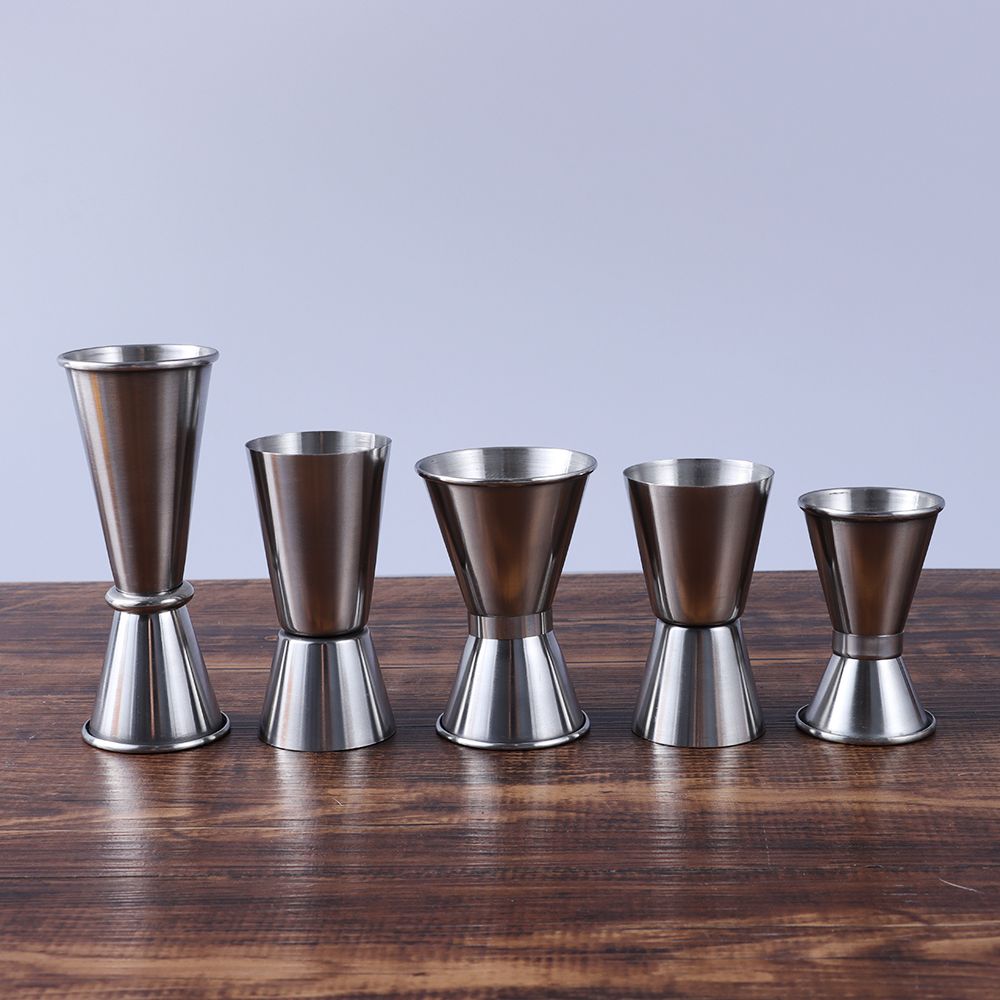 Stainless Steel Cocktail Shaker Measure Cup Dual Shot Drink Spirit Measure Jigger Kitchen Bar Tools