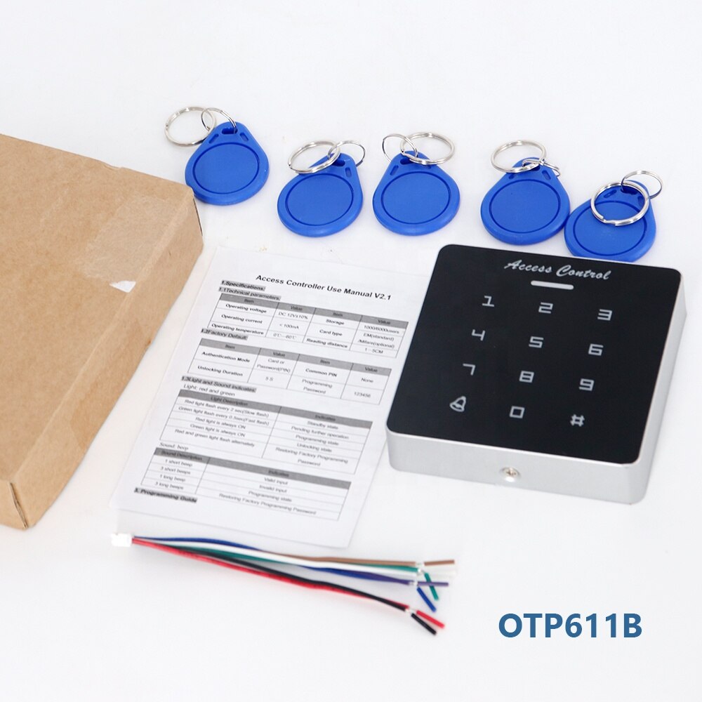 OTPS 125KHz RFID Keyboard Access Control Keypad Controller 10pcs Keyfobs for Door Access Control System Security System Home use: OTP611B 10keychain