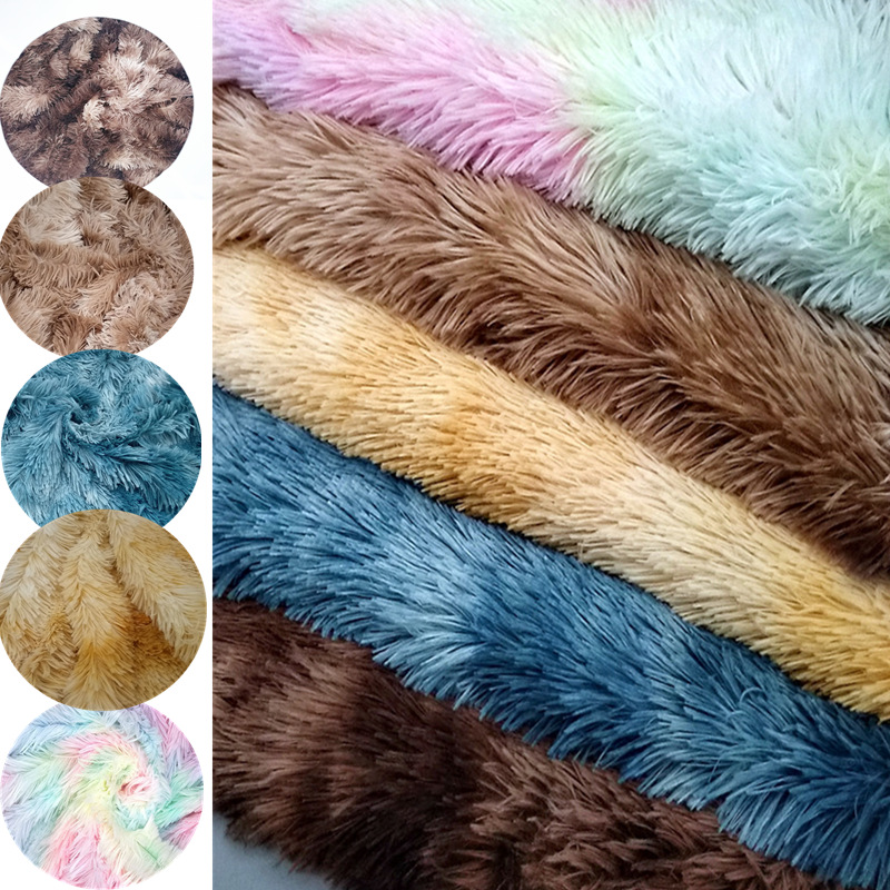 165*100cm gradient tie-dye tæppe pv fløjl hjem tekstil pet kennel faux plys pels stof til frakke pudebetræk krave