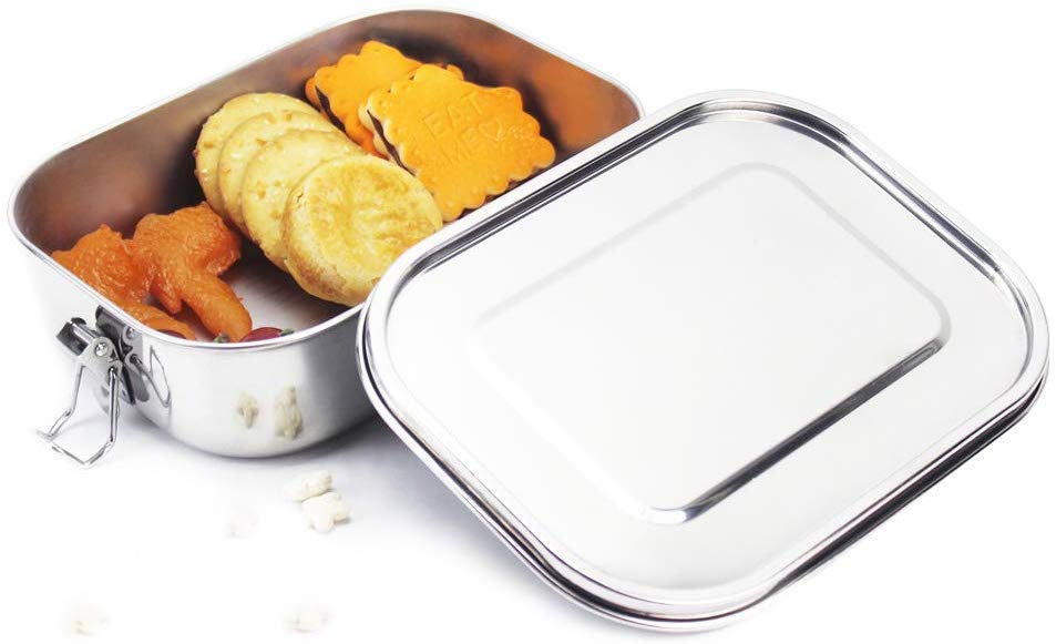 1.4L Stainless Steel Lunchbox With Removable Separator Food-Container Leak-Proof Lunch Box Reusable Meal Prep Container