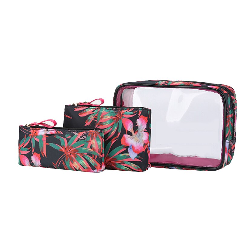 Women Bag Letter Pvc Cosmetic Bag Three-Piece Outdoor Travel Waterproof Wash Bag Transparent Bag: 3
