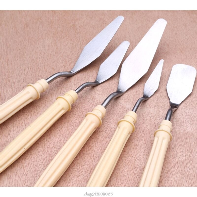 5 Stks/set Olieverf Paletmes Professionele Rvs Schraper Spatel Art Supplies Ja21 21