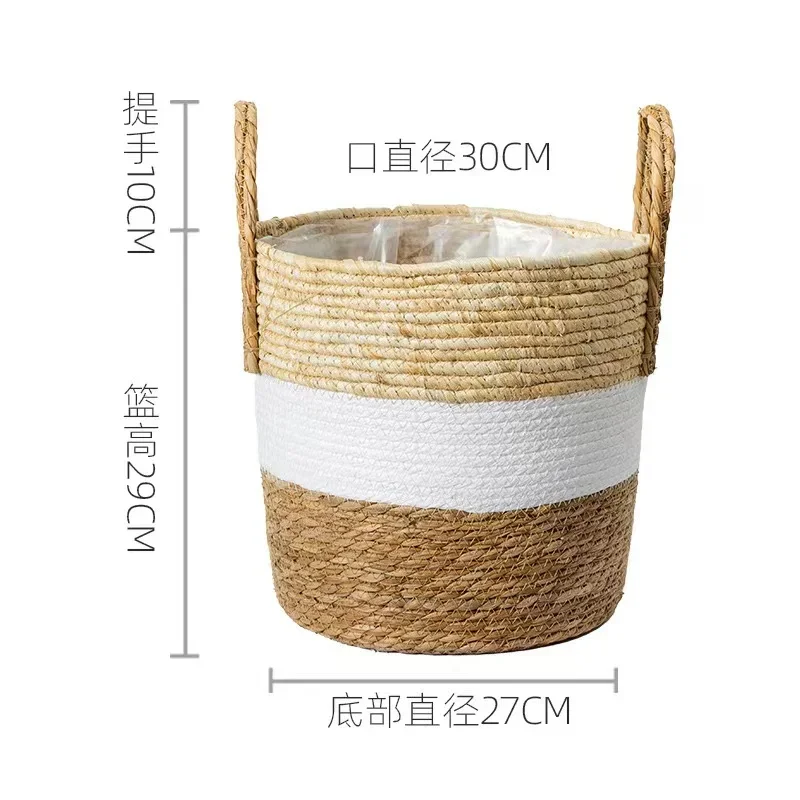 Großer Pflanzgefäß aus natürlichem Seegras, Abdeckung für Blumentöpfe, Pflanzgefäße für den Innenbereich, Blumentöpfe, gewebter Korb, Canasto Decorativo Home Garden Deco: Rosa