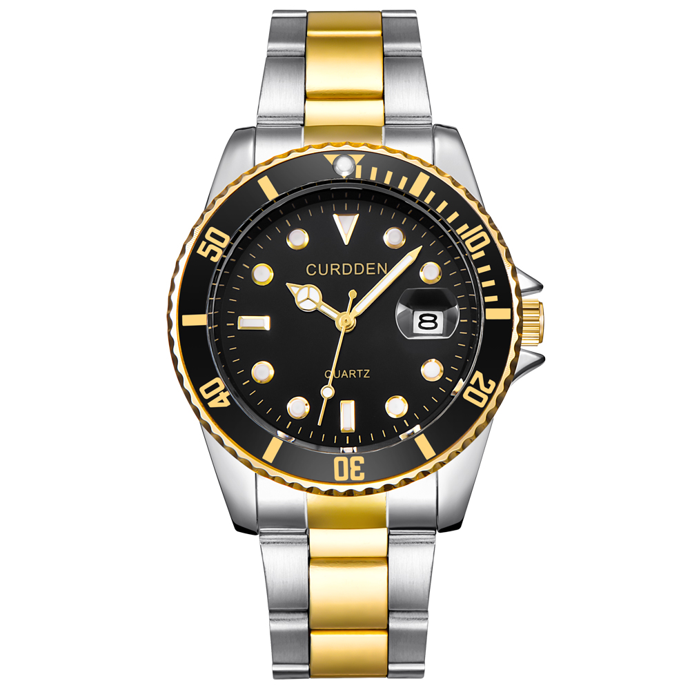 1 ud./lote, relojes de CURDDEN de para Hombre, Reloj de cuarzo con fecha de acero inoxidable a la para Hombre, Reloj de pulsera grande para Hombre Grande: Multicolor