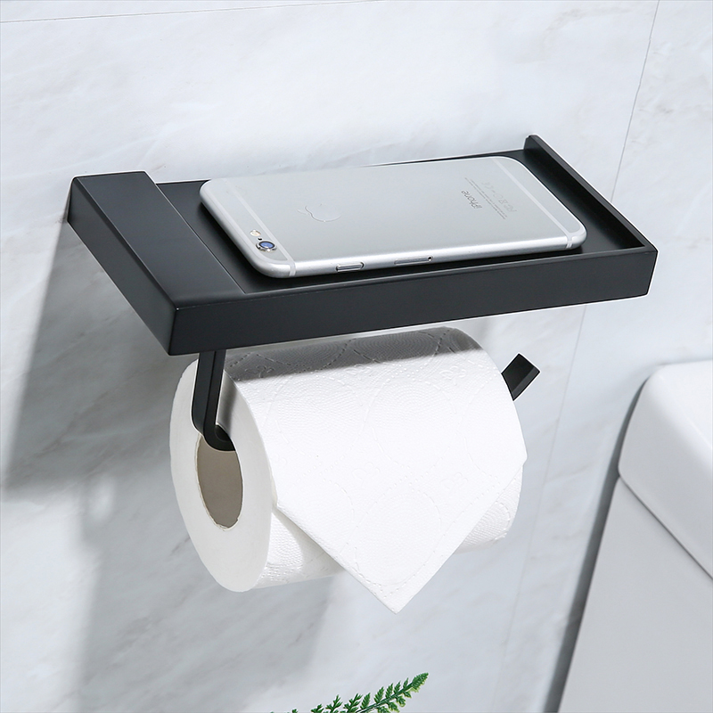 BTSKY Wandgemonteerde houten toiletpapierhouder met