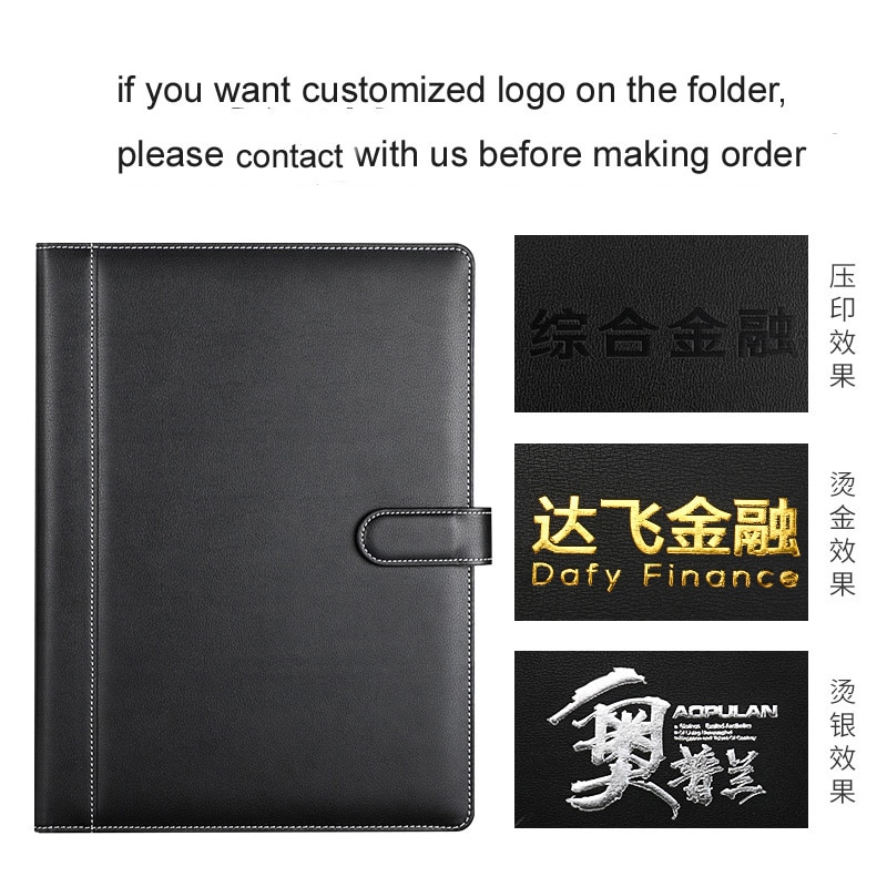 high-level A4 filing folder for documents business contract conference folder holder with notepad paper clip mobile pocket 1314A