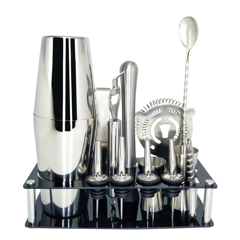 Bartending Kit Cocktail Shaker Set kit Bartender Kit shakers Stainless Steel Bar Tool Set with Stylish Stand