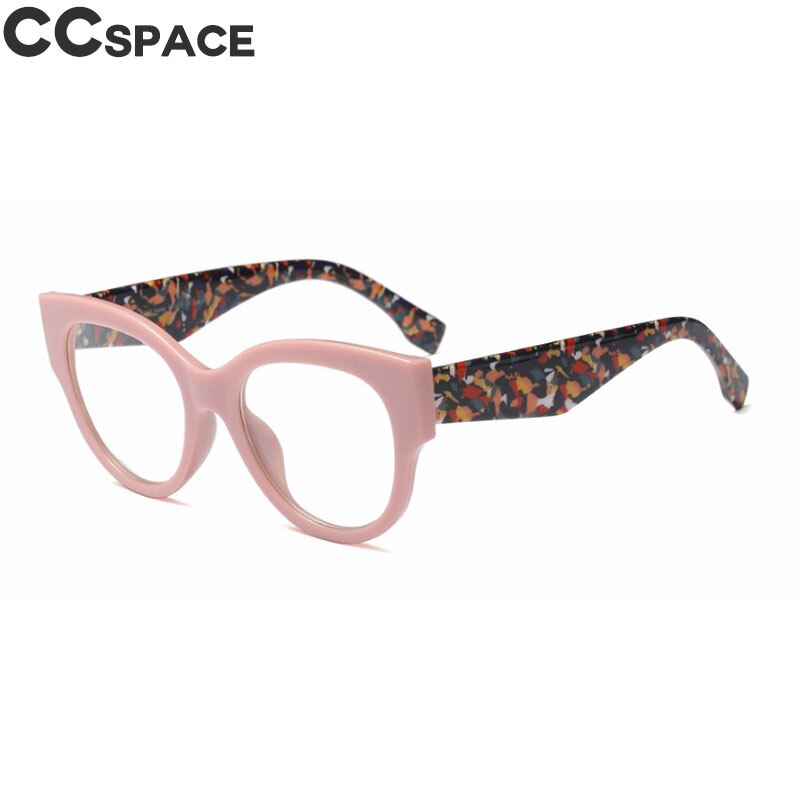 45636 retro runda glasögon bågar kvinnor cat eye stilar optiska datorglasögon: C5 rosa klar