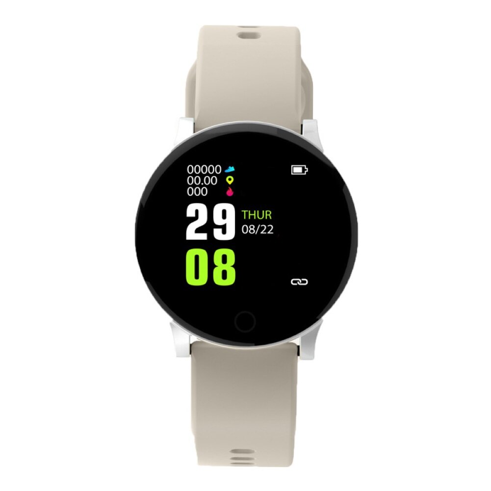 Vandtæt smartwatch mænd blodtryk kvinder sport puls fitness tracker armbånd til android ios smart watch runde: Sølvgrå