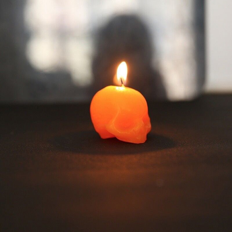 1 vela roja con calaveras en el interior, velas para llaveros, vela de Terror de esqueleto sin humo, vela de calavera con sangre
