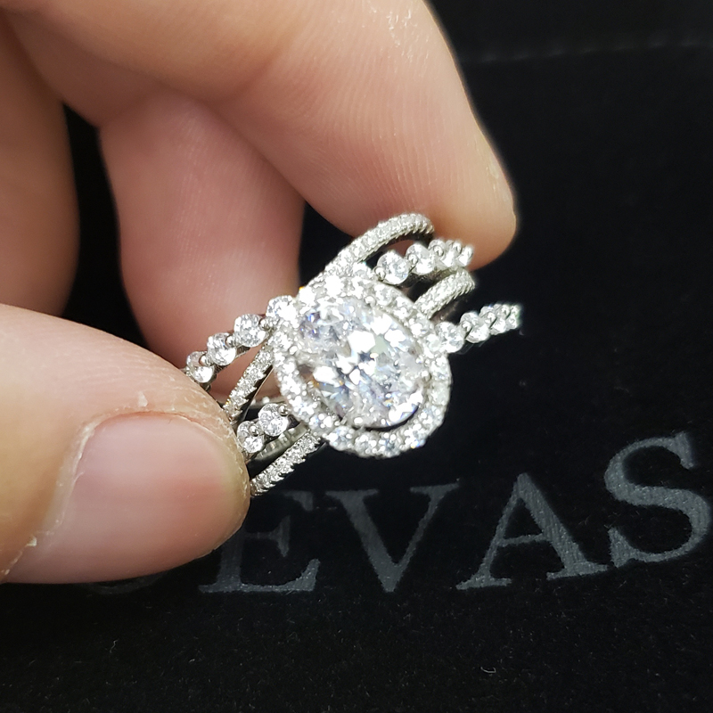 Oevas 100% 925 sterling sølv bruderinge funklende høj carbon diamant bryllup forlovelsesfest fine smykker