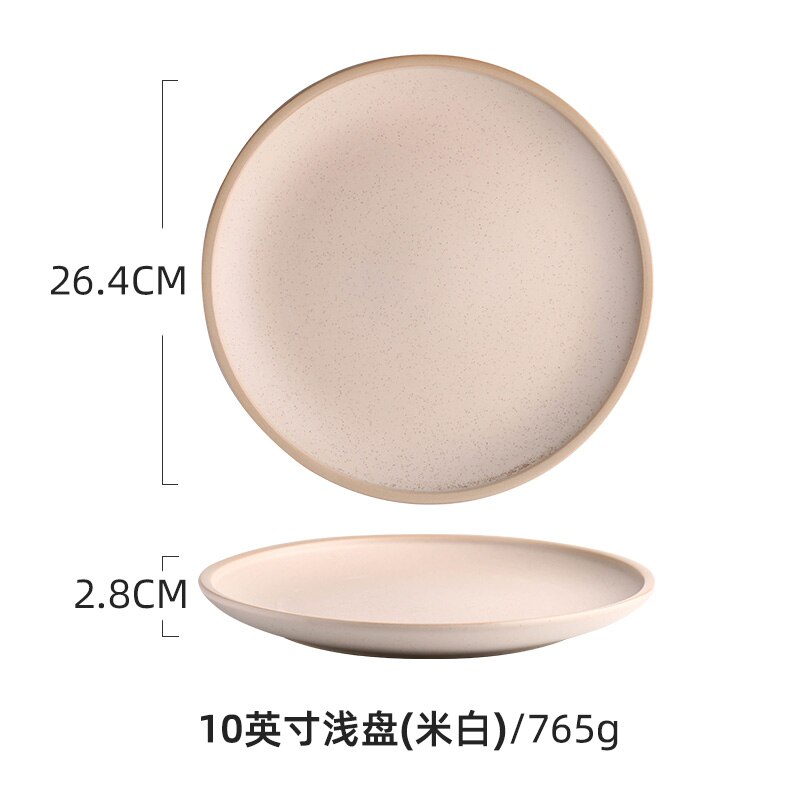 Japanese Ceramic Food Cute Plate Set Birthday Kitchen Dinner Sauce Plates Breakfast Serving Dessert Assiette Tableware OA50PS: 10 inches A