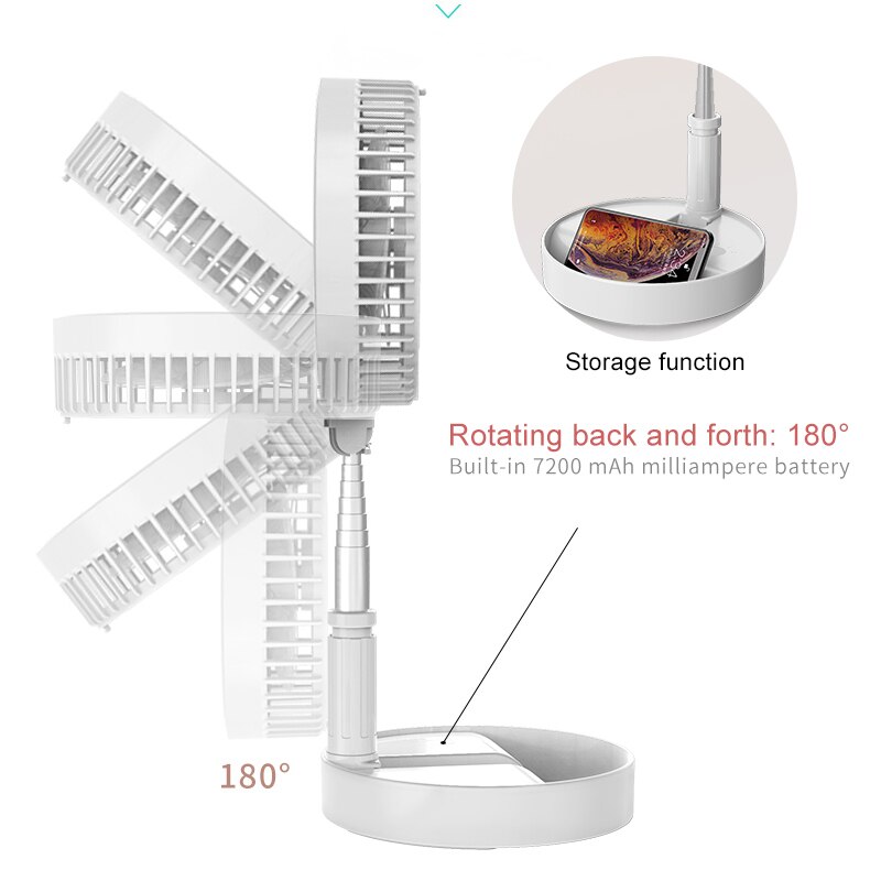 Draagbare Usb Fans Telescopische Opvouwbare Mini Ventilator Elektrische Led Fan Air Conditioner Cooler Usb Oplaadbare Kleine Bureau Tafel Fans