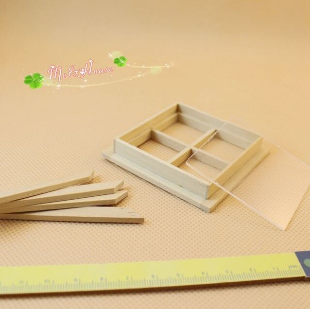 Mini poppenhuis mini raam model 4 rooster houten ramen