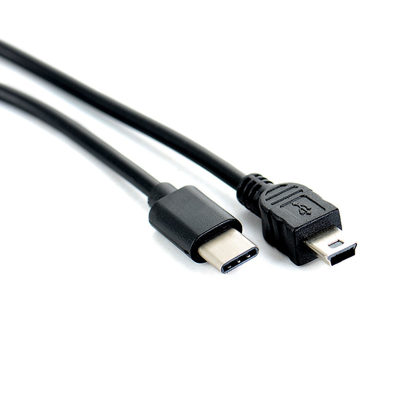 1 stk usb type  c 3.1 hann til mini usb 5 pin b mannlig støpsel omformer otg adapter bly datakabel til macbook mobil 30cm