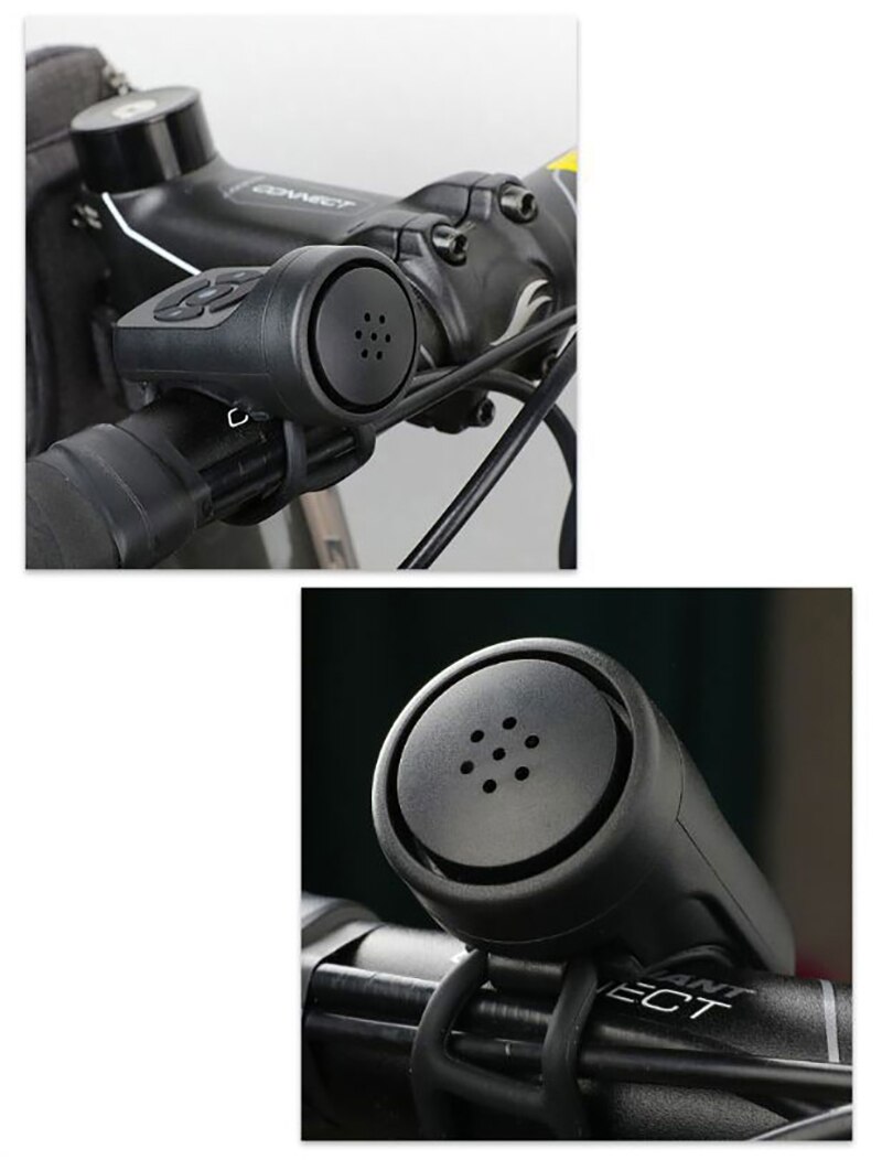 Timbre para bicicleta eléctrica de 120 DB, claxon superfuerte con carga USB, cuatro voces, accesorios para bicicleta de montaña, antitormenta