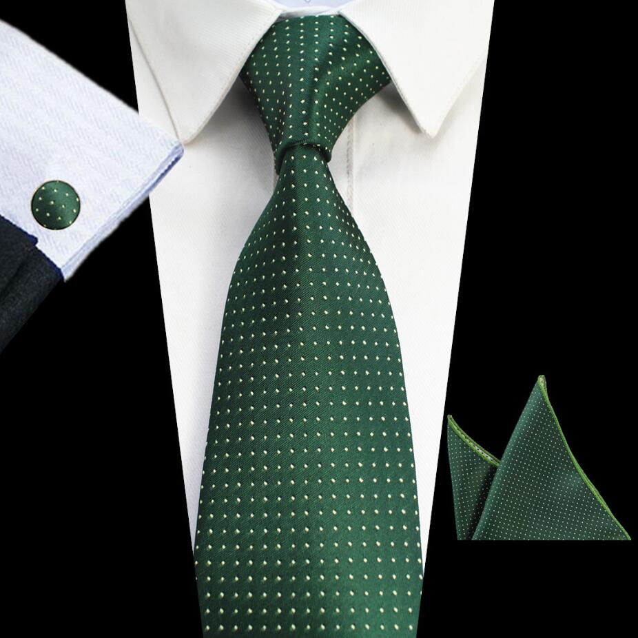 Rbocott 8cm conjuntos de gravata novo design para homem xadrez & dot & paisley gravata lenço abotoaduras define negócios festa de casamento pescoço laços: 08
