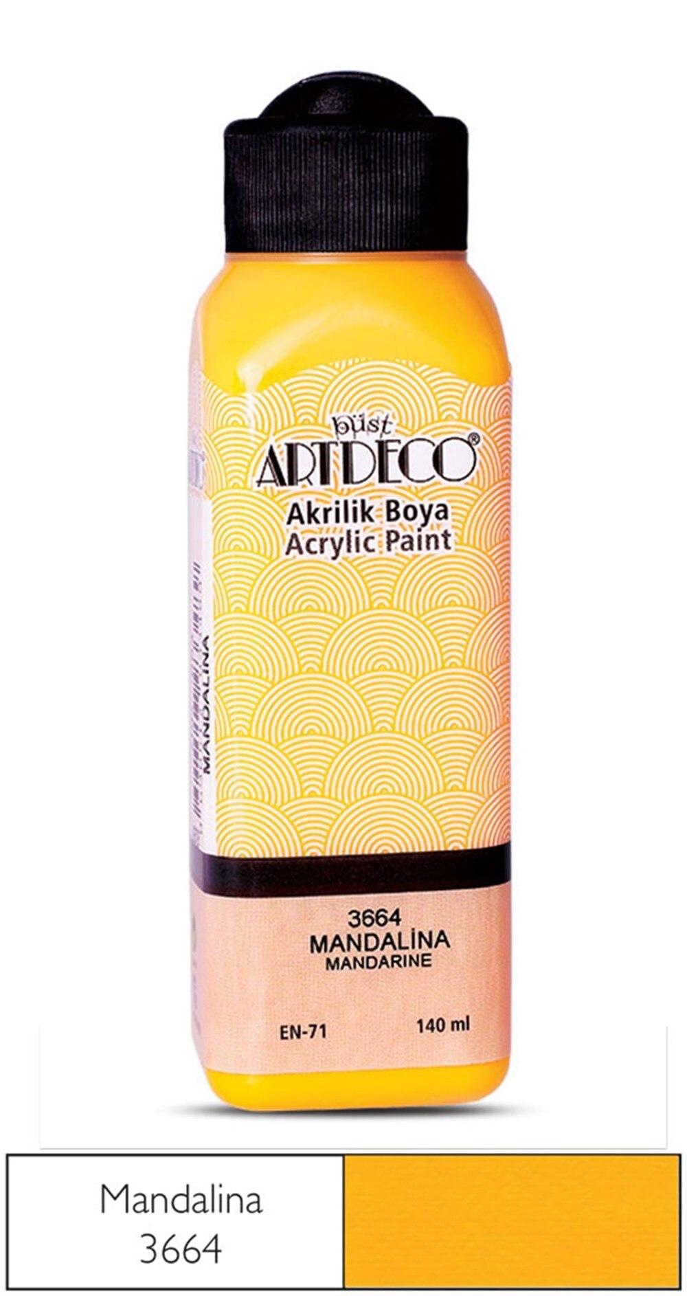 Artdeco Acrylic Paint 140ml Yellow Color art hobby school season: mandarin yellow