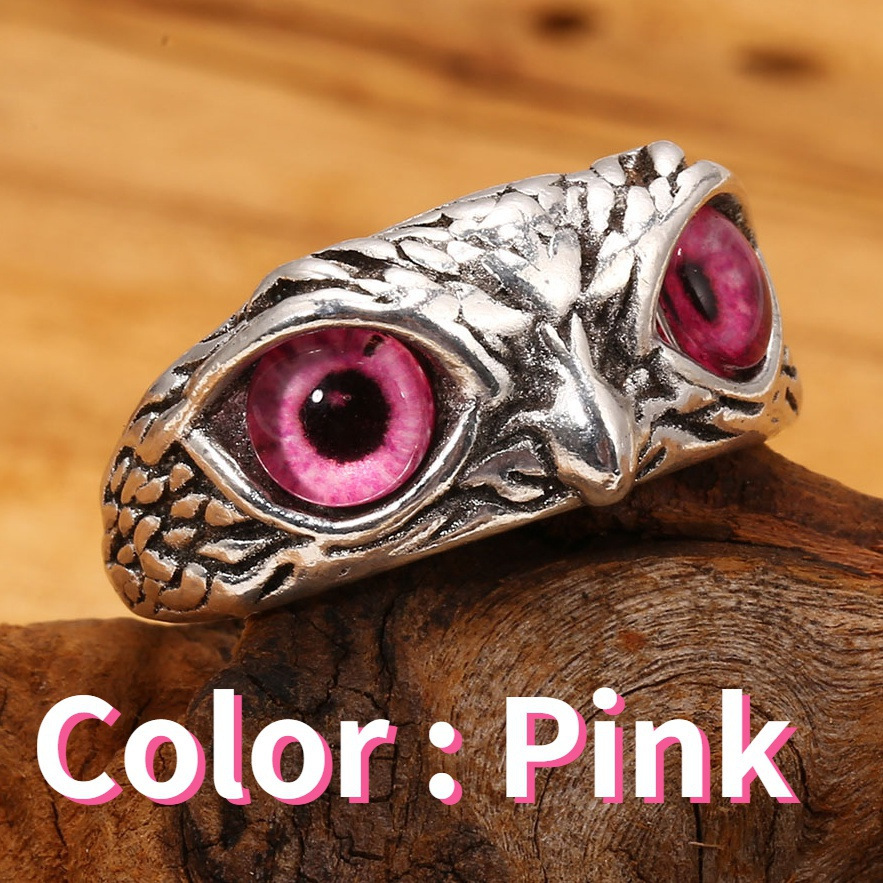 Charm Vintage Uil Ring voor Mannen Vrouwen Schattige Dieren Uil Jeugd Gothic Ringen Sieraden Accessoires: Roze