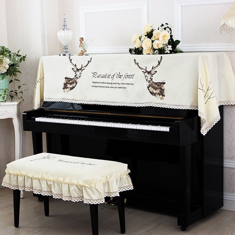 Half and Full Piano Cover with Stool Cover Style C... – Grandado