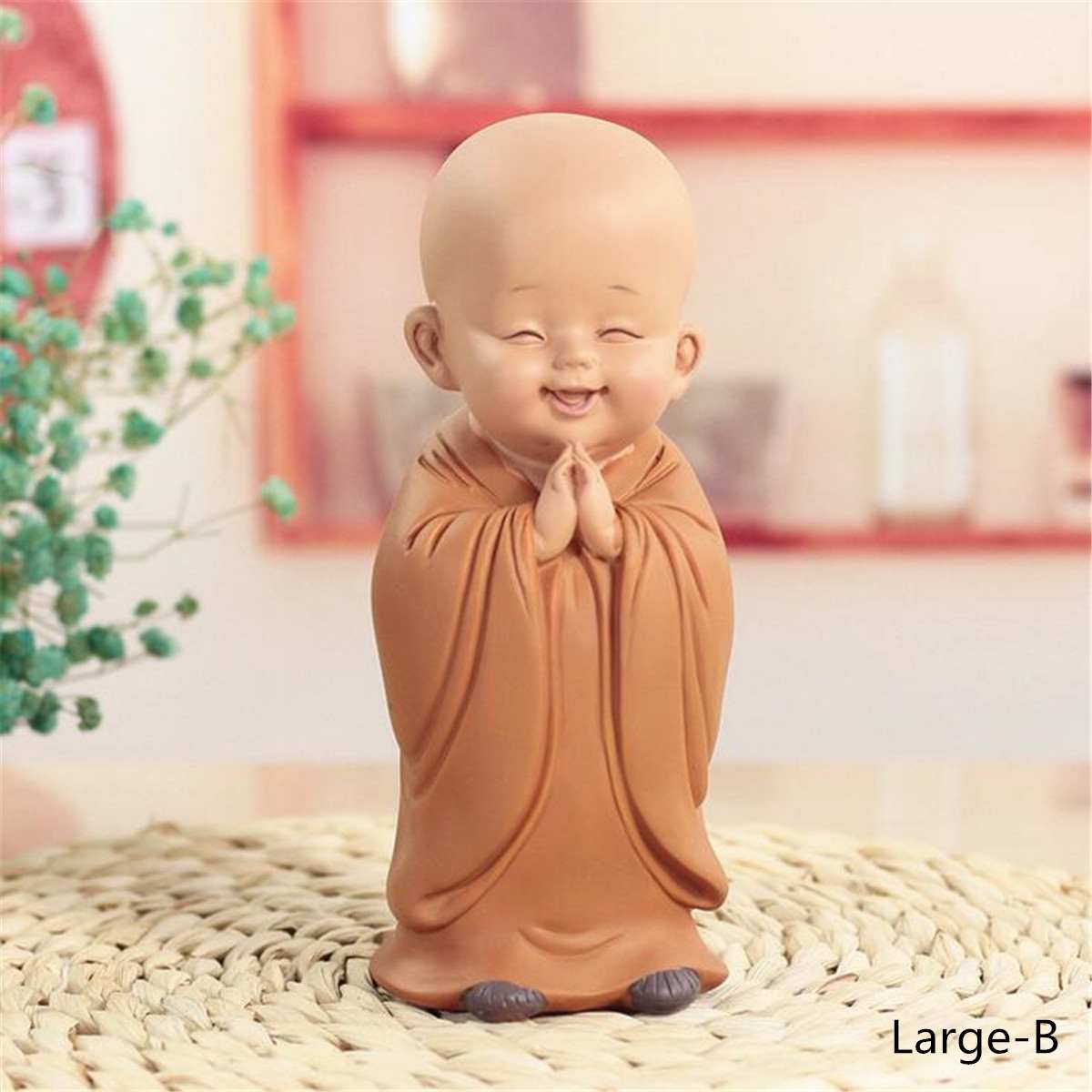 Liten munkskulptur kinesisk stil harts handskuren buddha staty heminredning tillbehör staty liten buddha staty: Stående händer tillsammans