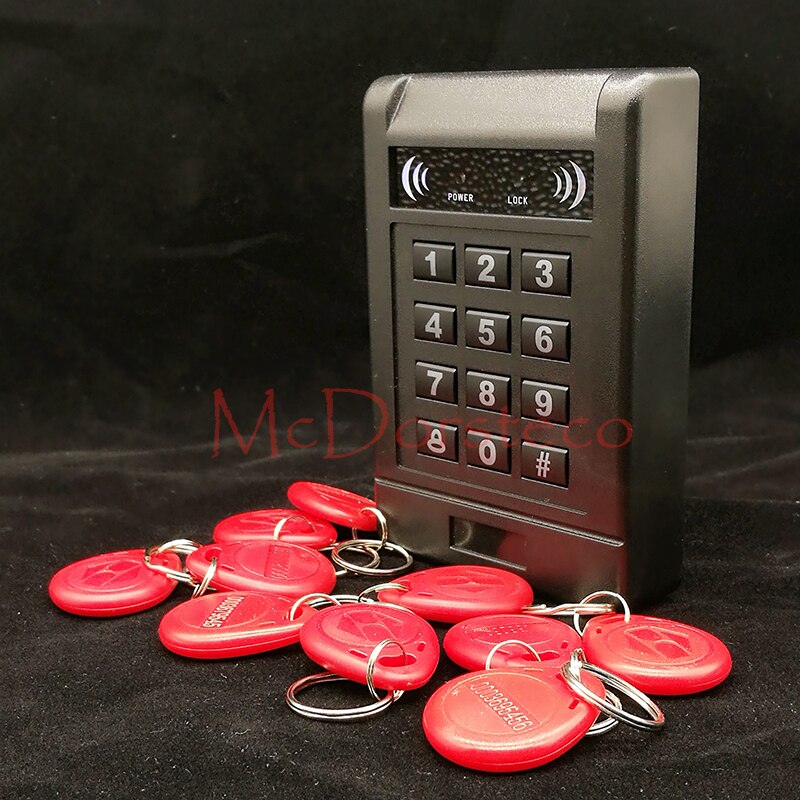 Rfid 125 Khz Id Tag Security Kaartlezer Toegangscontrole Toetsenbord Gratis 10 Id Keyfob Wiegand Ingang Deur lock Controller