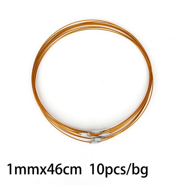 10 Stks/partij 46Cm Multicolor Gemengde Zilver Kleur Rvs Schroef Choker Ketting Draad Snoer Voor Diy Kettingen Craft Sieraden: Yellow