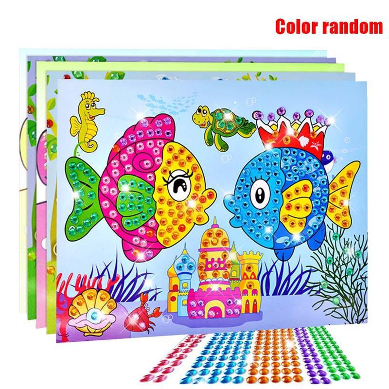 5 Stuks Verschillende Kids Kinderen Kleuterschool Educatief Puzzels Crystal Diamond Mozaïek Sticker Schilderen Diy Ambachten Speelgoed: Default Title