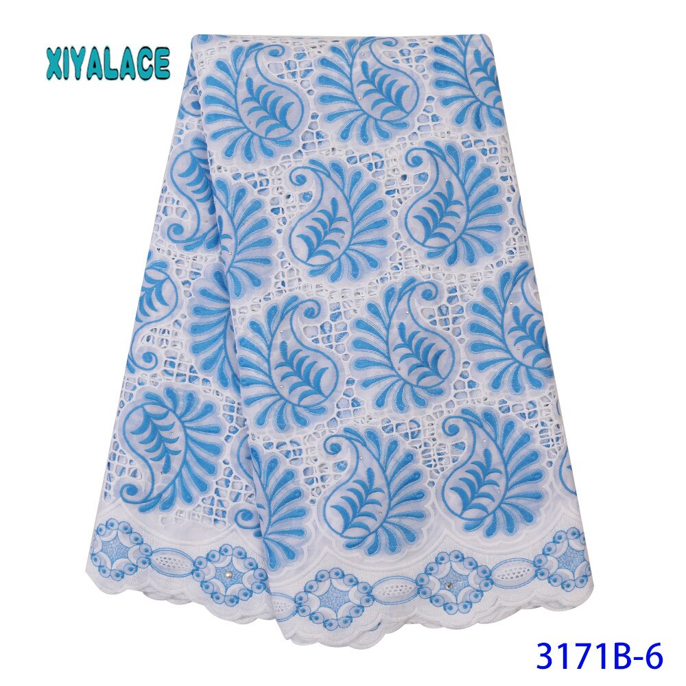 Lo último en Tela de encaje de malla Africana blanco puro para vestido de boda bordado, encaje nigeriano, encaje suizo de gasa, YA3171B-5 de Suiza