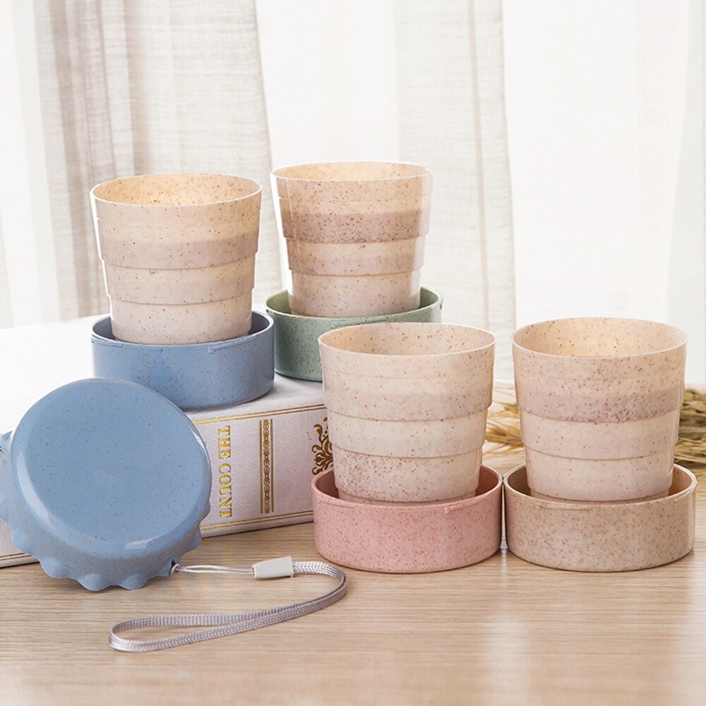 Draagbare Plastic Stro Stro Telescopische Opvouwbare Drinkbeker Vouwen Reizen Camping Handig te dragen Plooien plat